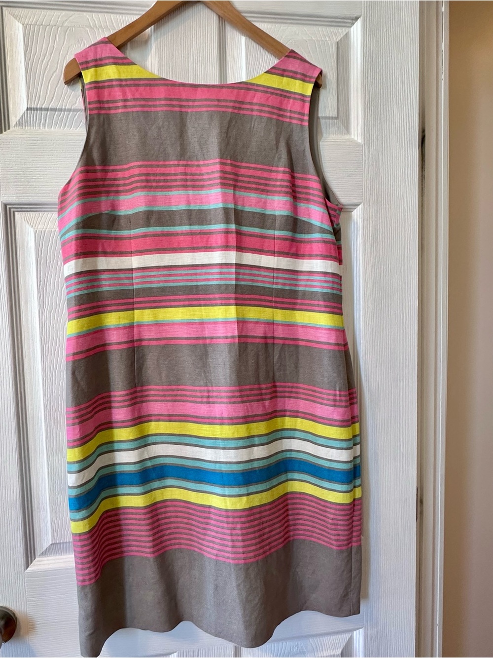 Tahari Multicolor Striped Sleeveless Shift Dress